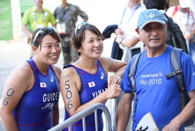 レース後に父と